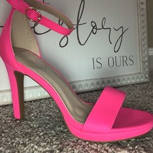 TOP Moda Neon Pink Ankle Strap High Heel Sandals